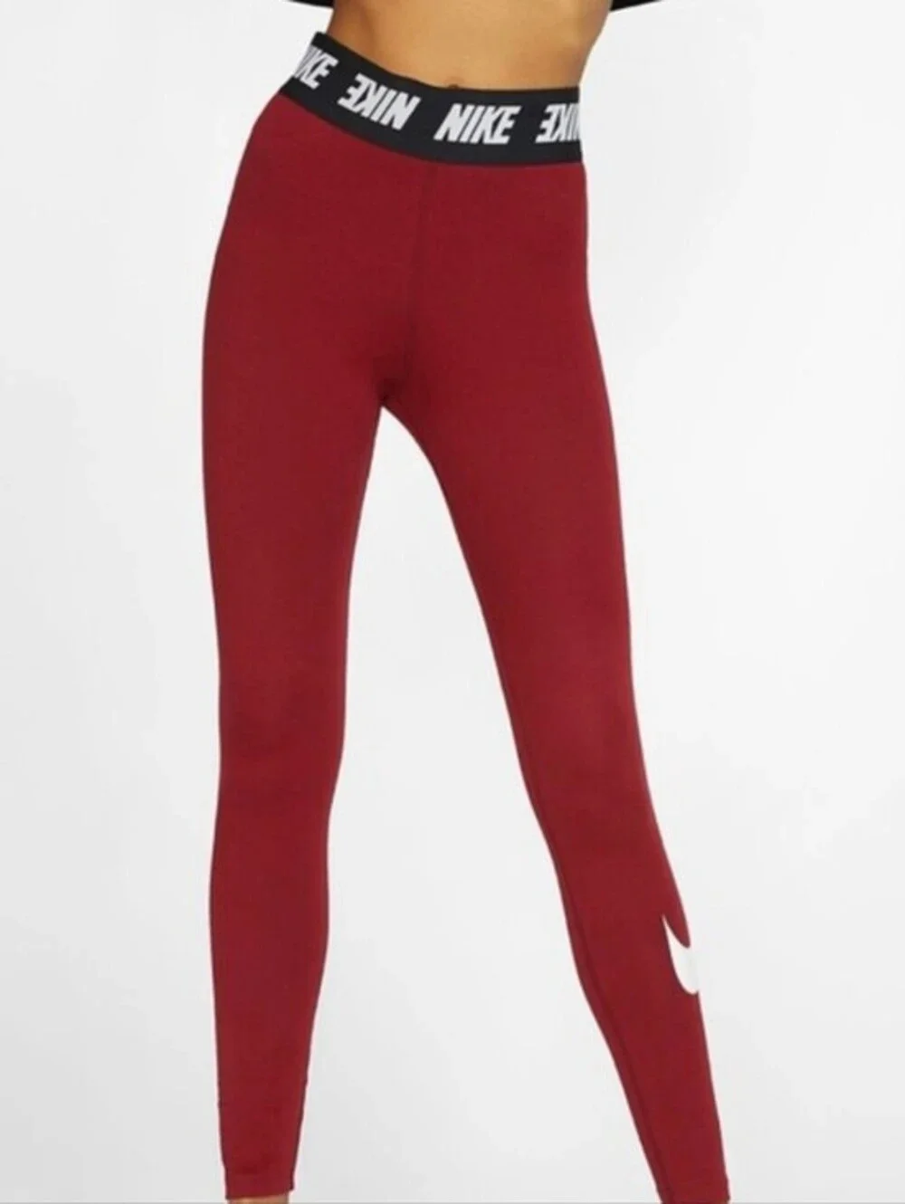 Nike Women's Sportswear Club Leggings Size XL Side Swoosh‎ High Waisted Garnet
